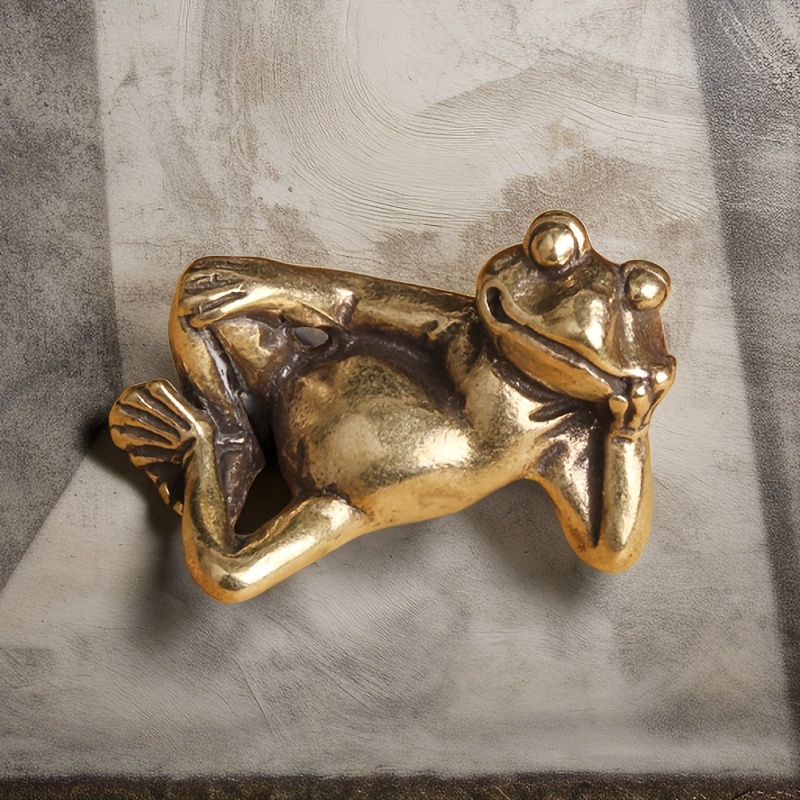 Brass Frog Figures Funny Brass Lying - Temu