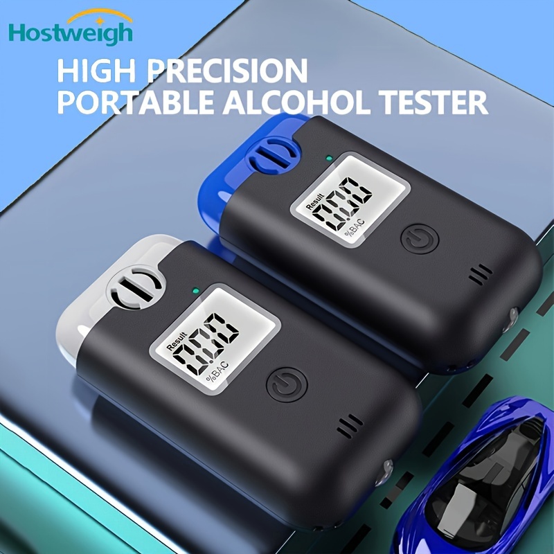 Alkoholtester, Professioneller Alkoholmessgeräte mit 20 Mundstücken,  Digitalem Alkohol Tester mit LCD-Bildschirm Blauer Hintergrundbeleuchtung,  für