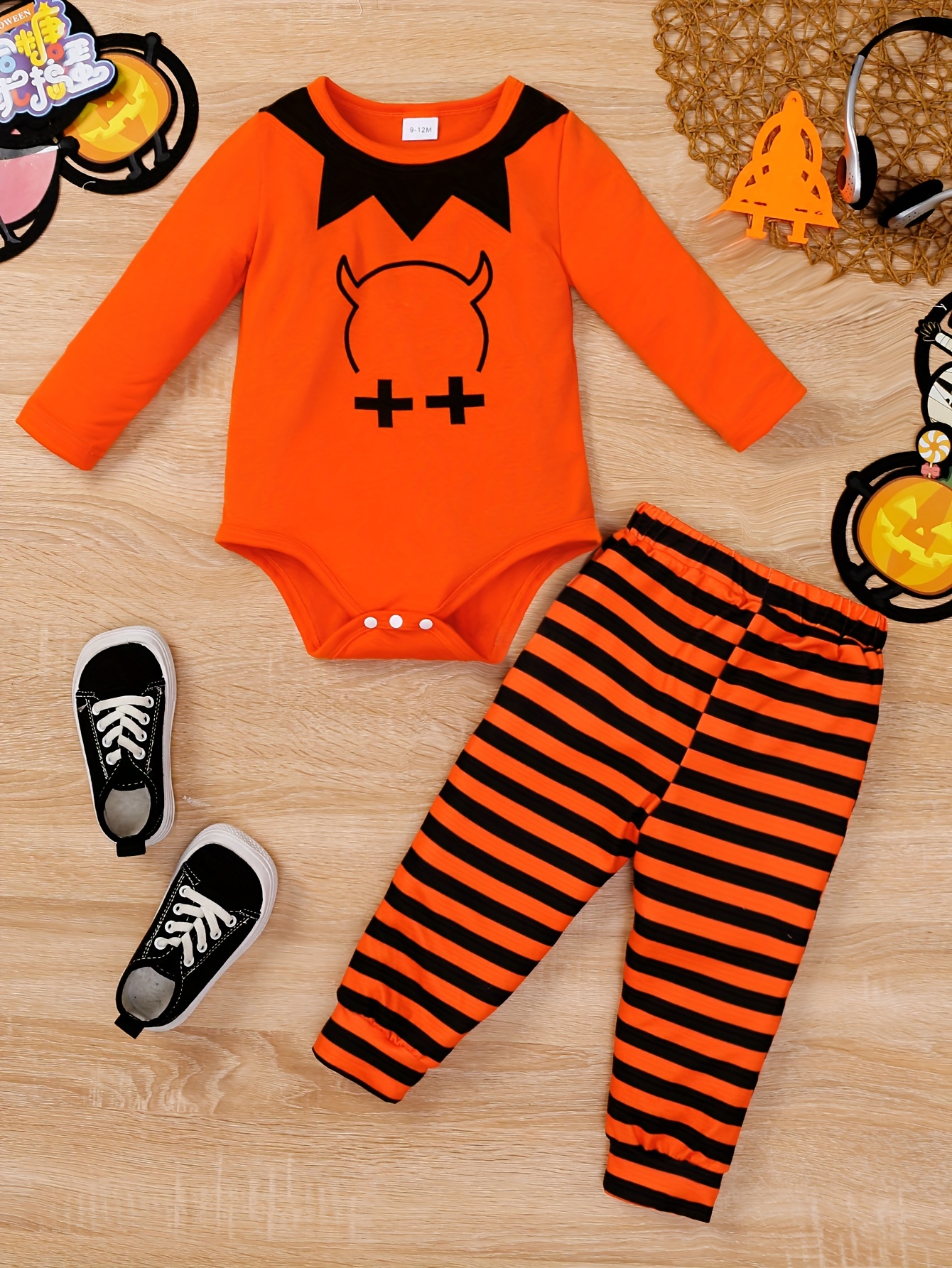 Baby Girl Sweet Halloween Outfits, Toddler's Flutter Sleeve Romper