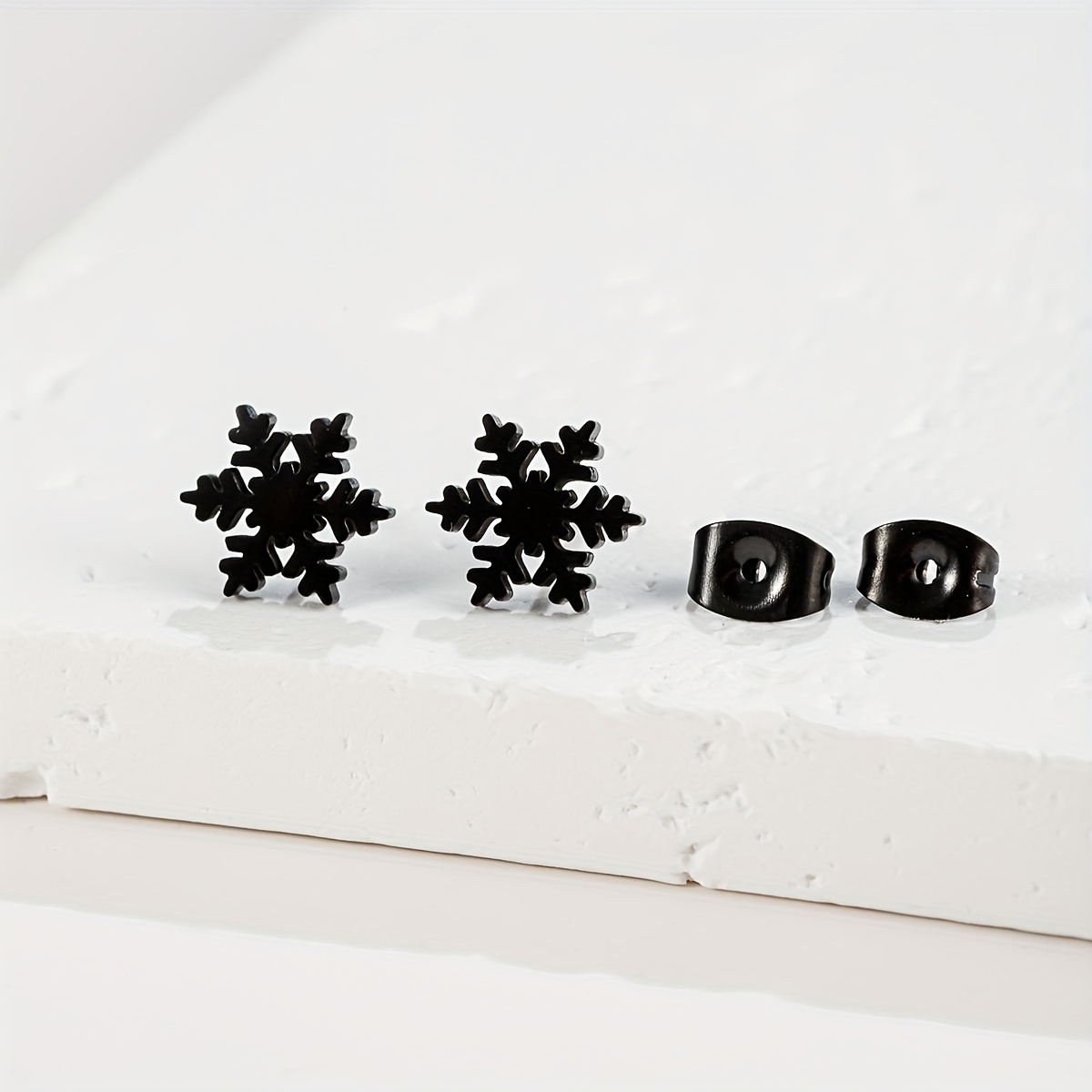 Small Stainless Steel Snowflake Stud Earrings for Women