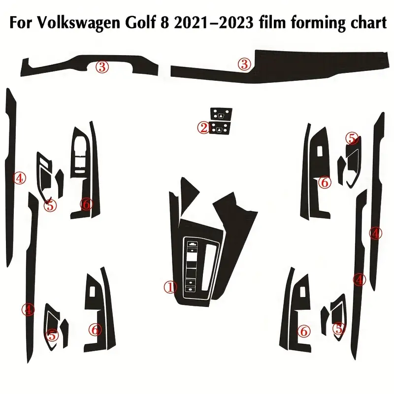 Golf 8 2021-2023 Intérieur Panneau Commande Central Poignée Porte  Autocollants En Fibre Carbone 3d/5d Accessoires Style Voiture, Livraison  Gratuite Nouveaux Utilisateurs