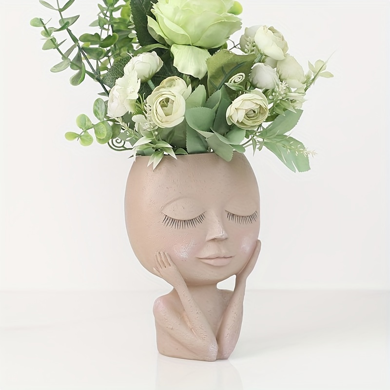 1pc Pot De Fleurs Mignon En Forme De Tête De Fille, Pot De Fleurs