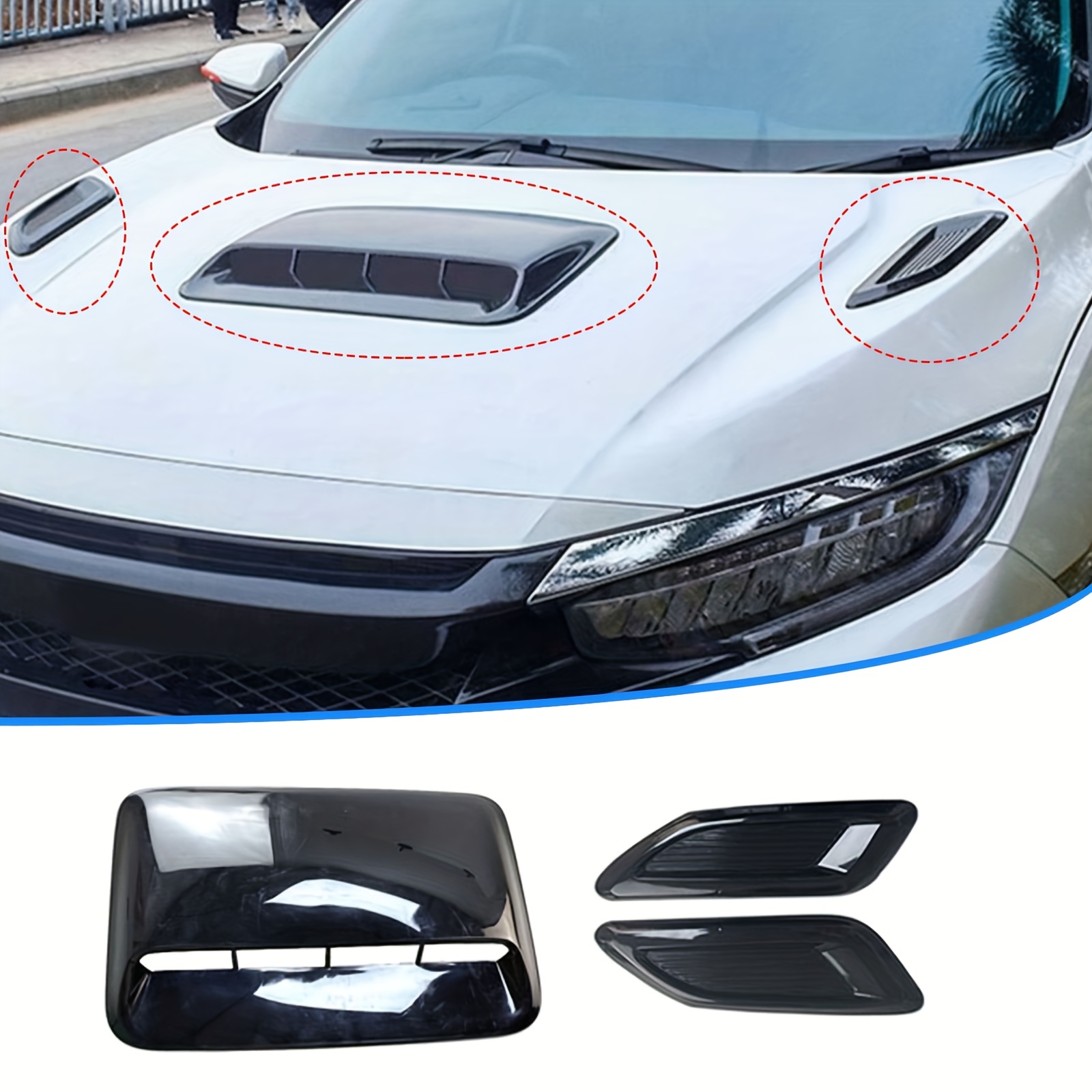 3pcs Universal Car Air Flow Intake Hood Scoop Vent Bonnet Cover - Boost  Your Vehicle's Exterior Style!