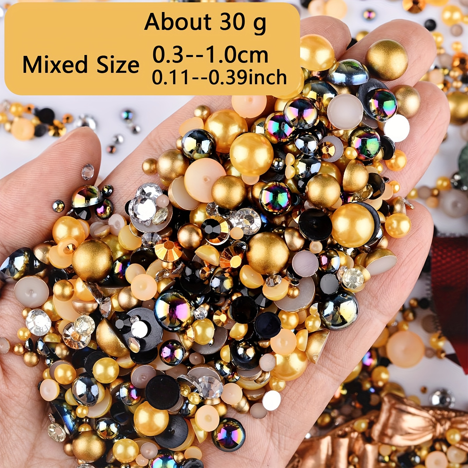 2-10mm Mixed Pearls For Decoration White Black Beads Half