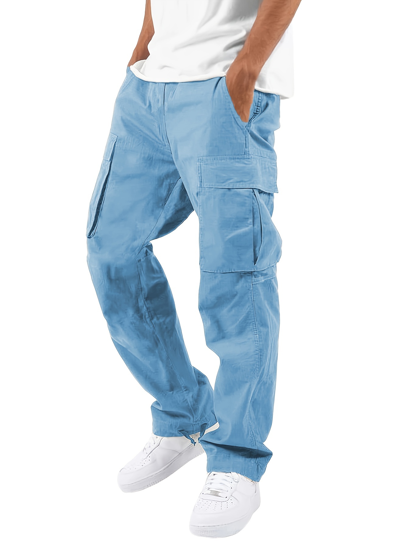 95% Cotton Men's Casual Jogger Pants Cotton Drawstring Basic - Temu Canada