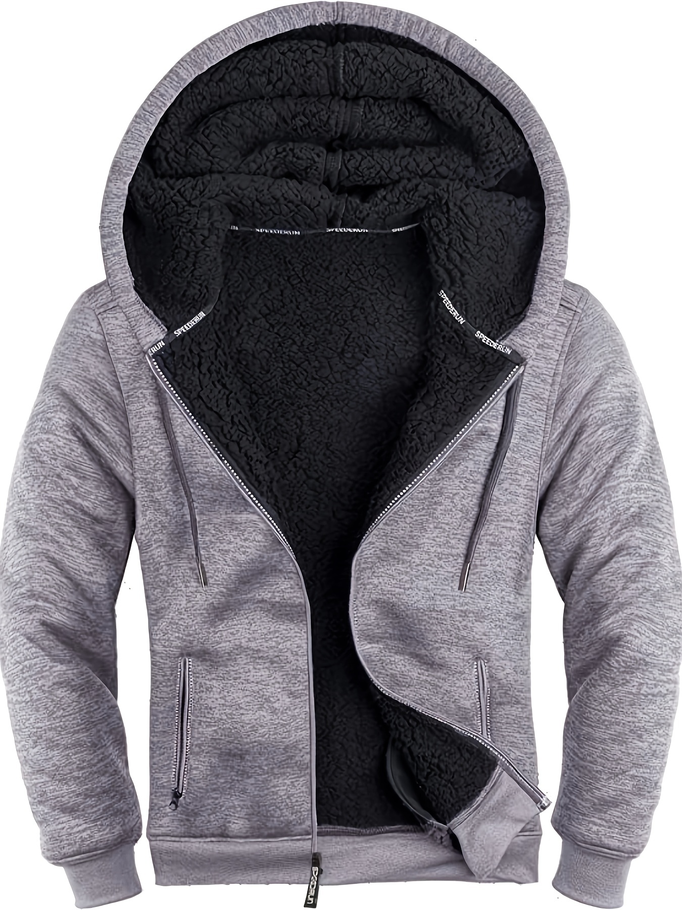 Warm Thick Fleece Lined Coat Solid Color Men's Hooded Jacket - Temu