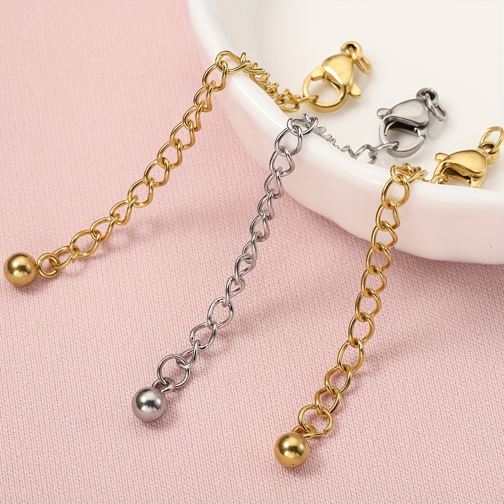 Golden Stainless Steel Necklace Extender Chain With Lobster - Temu