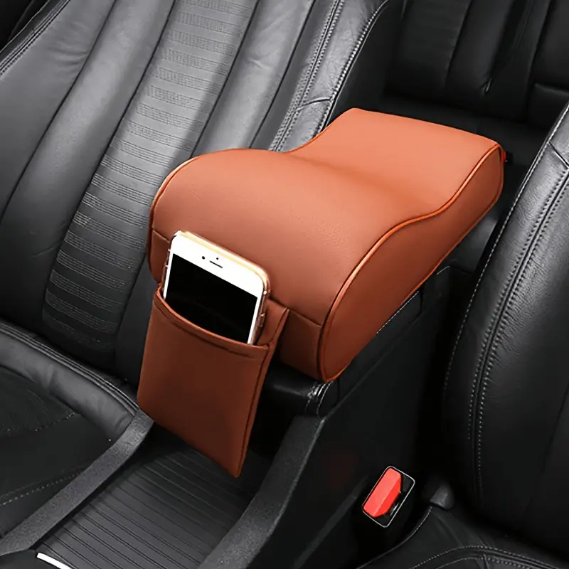Premium Car Armrest Box Pad Memory Foam Pu Leather Car - Temu