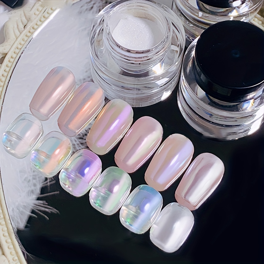 Chrome Nail Powder Holographic Aurora Iridescent Pearlescent - Temu