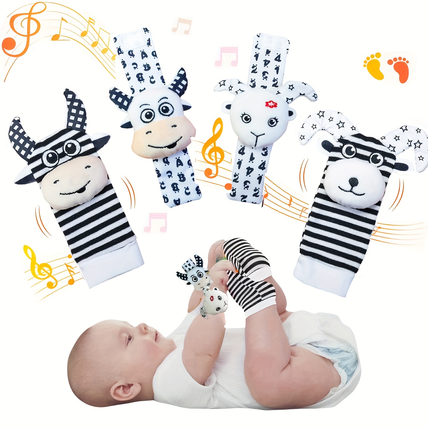 Baby Wrist Rattles Sock Toys Newborn Baby Sock Toys 0 6 - Temu Canada