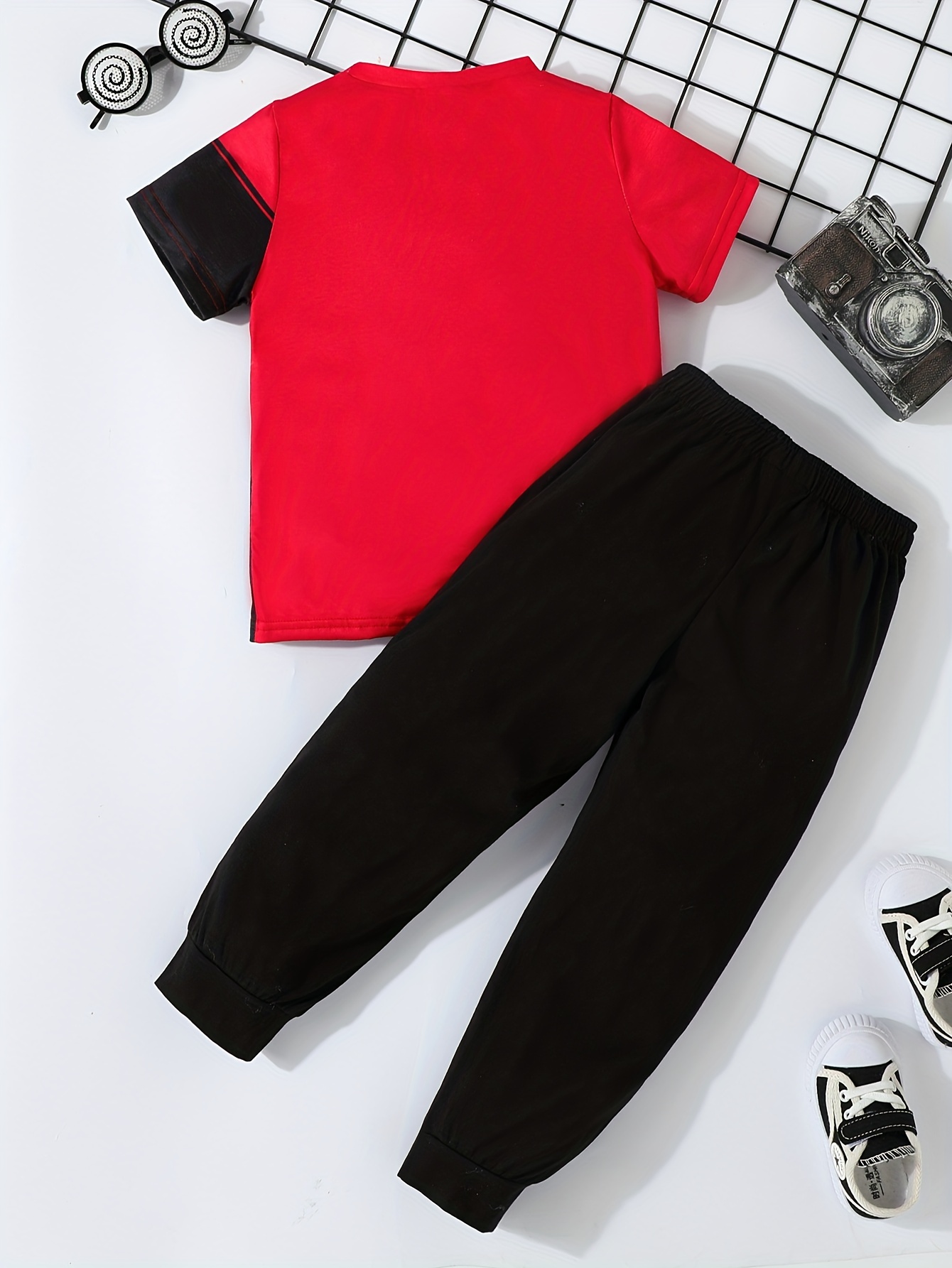 Boys Summer Sports Suit Graphic Tee & Trousers Set