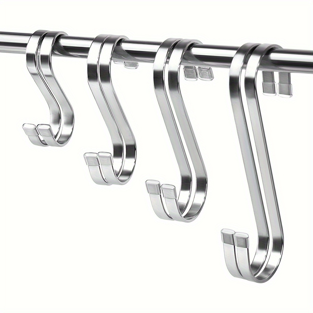 4pcs Stainless Steel Hooks Thicken Meat Hooks Home Double Row BBQ