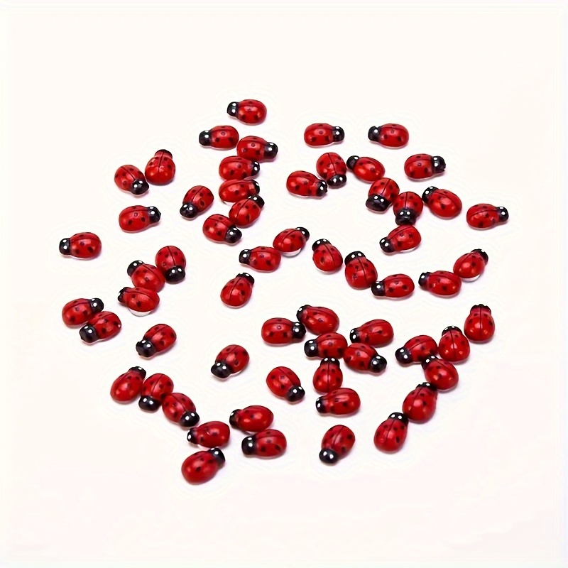 

100pcs, Red Ladybug Ladybirds Self Adhesive Diy Easter Crafts Home Decoration Wooden Card Making Toppers Embellishments Flatback Stickers