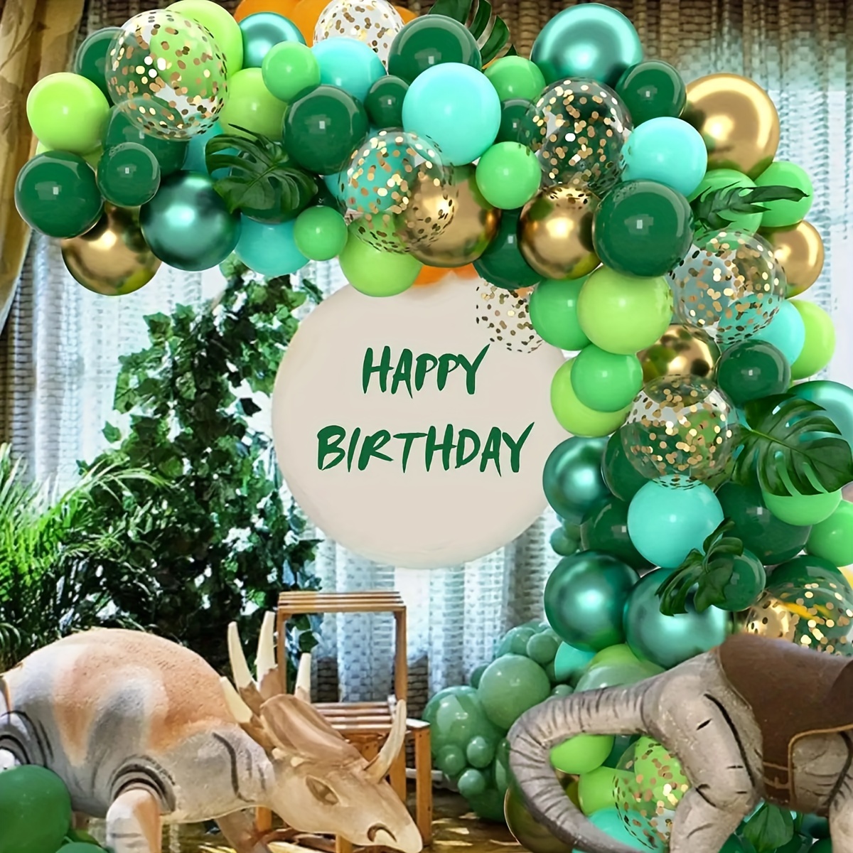  Kit de arco de guirnalda de globos de fiesta de dinosaurios,  globos gigantes de dinosaurio para decoraciones de fiesta de dinosaurios,  kit de arco de globos verdes para decoración de baby