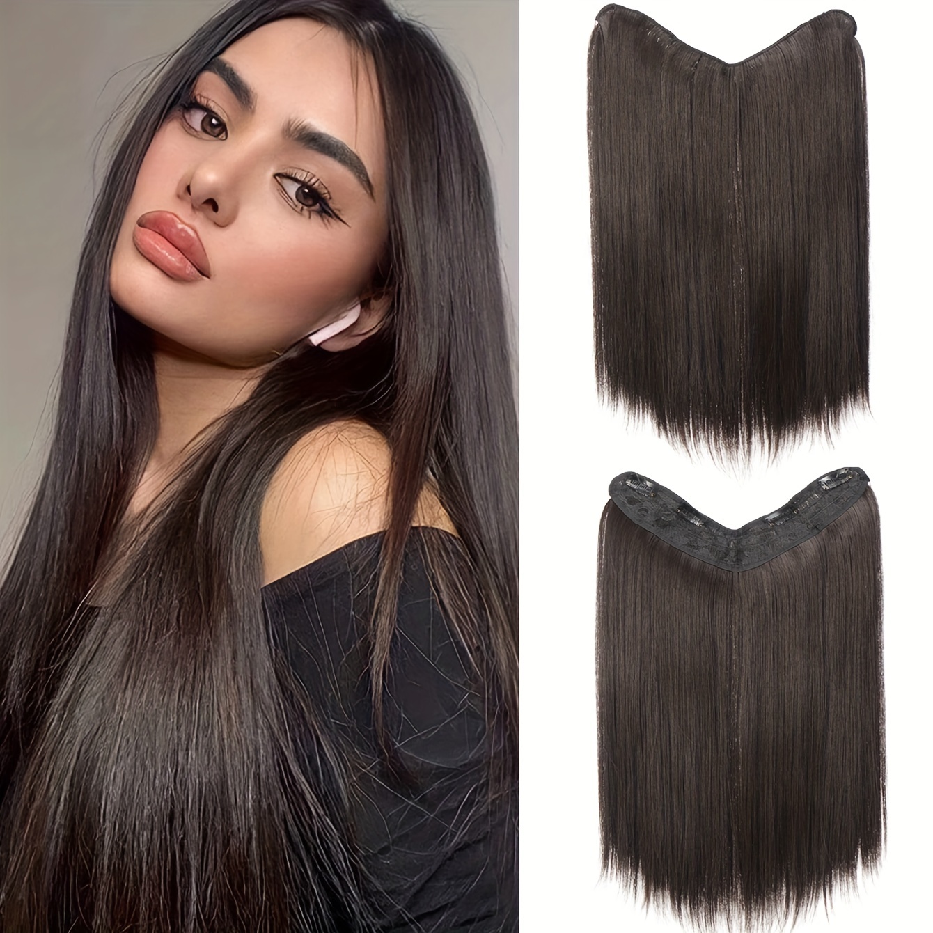 Long Straight Women High Temperature Synthetic Clip In Hair - Temu