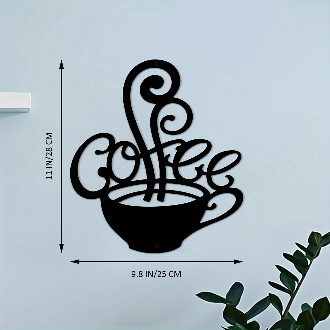 Large Metal Coffee Cup Silhouette Wall Decor For Home Coffee - Temu