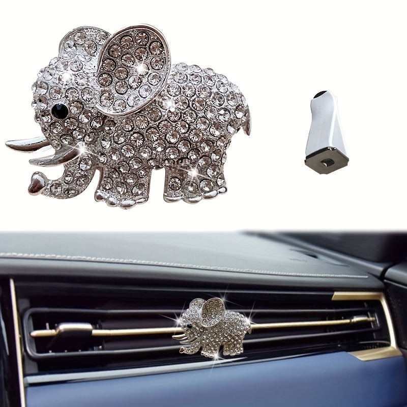 Accessoires de voiture d'agrafe de parfum de sortie d'air de voiture  d'éléphant en cristal brillant pour des femmes