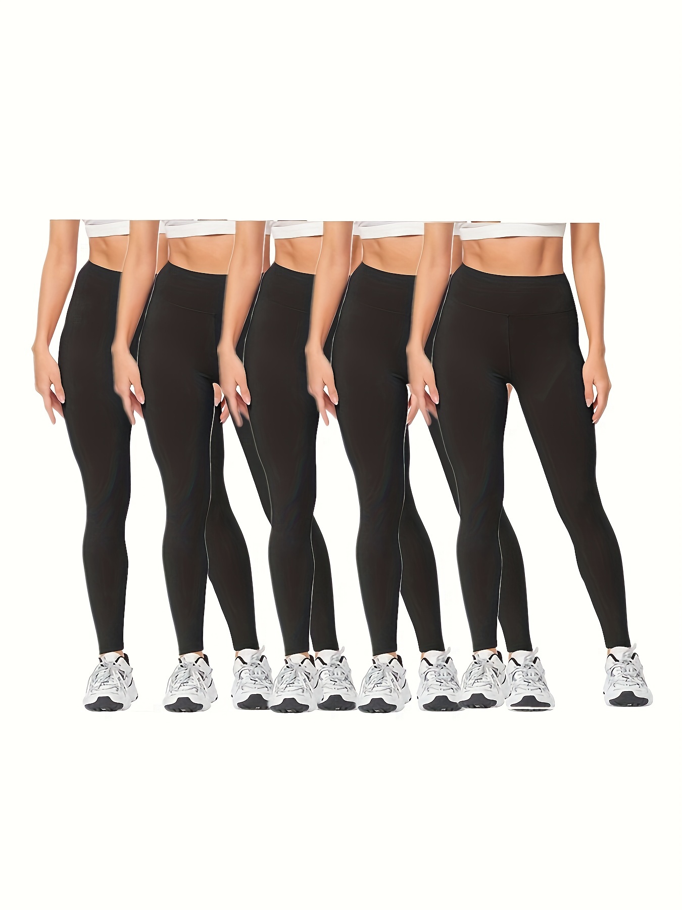 High Waist Yoga Sports Leggings Solid Color Fitness Stretch - Temu