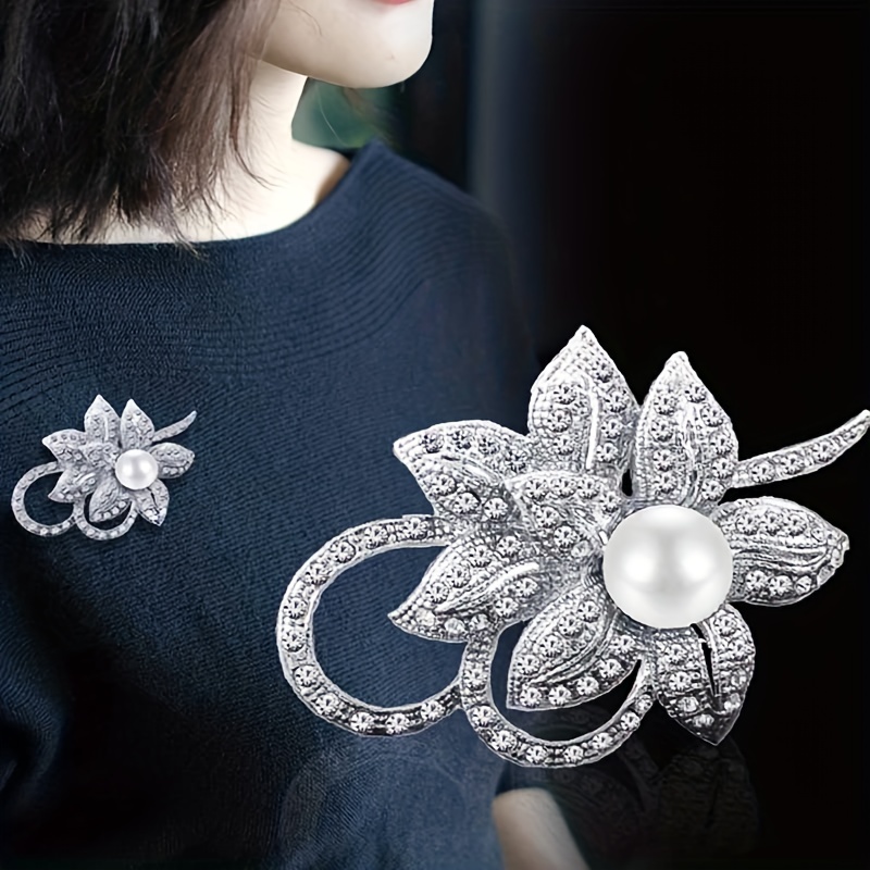 Elegant Faux Pearl Rose Flower Brooch Pin For Women And - Temu