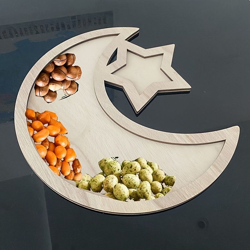 Stars Moon Wooden Ornaments Ramadan Eid Al fitr Dessert Tray - Temu Canada