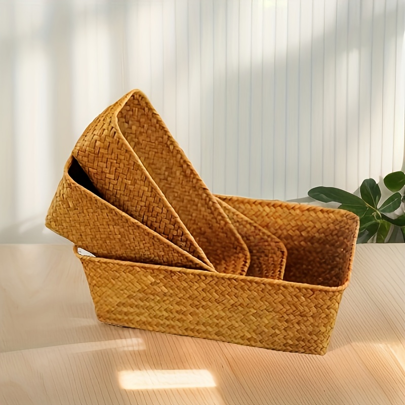 Vintage Small Basket Home Use Natural Handmade Bamboo Woven - Temu