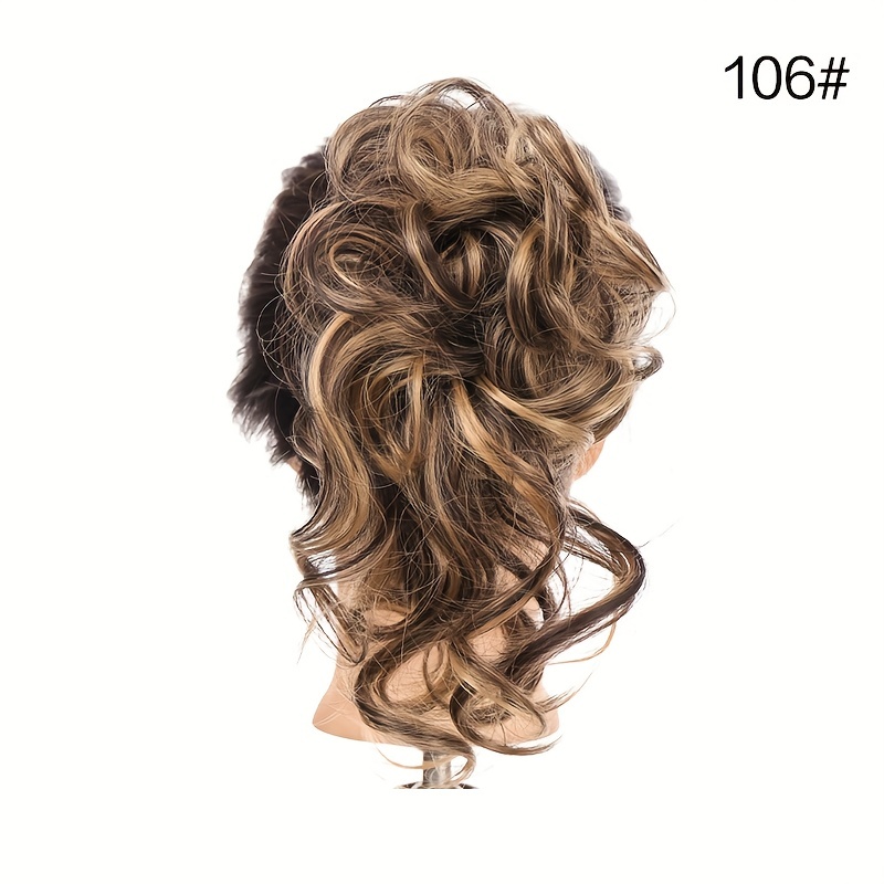 Curly Synthetic Messy Chignon Brown Donut Hair Bun