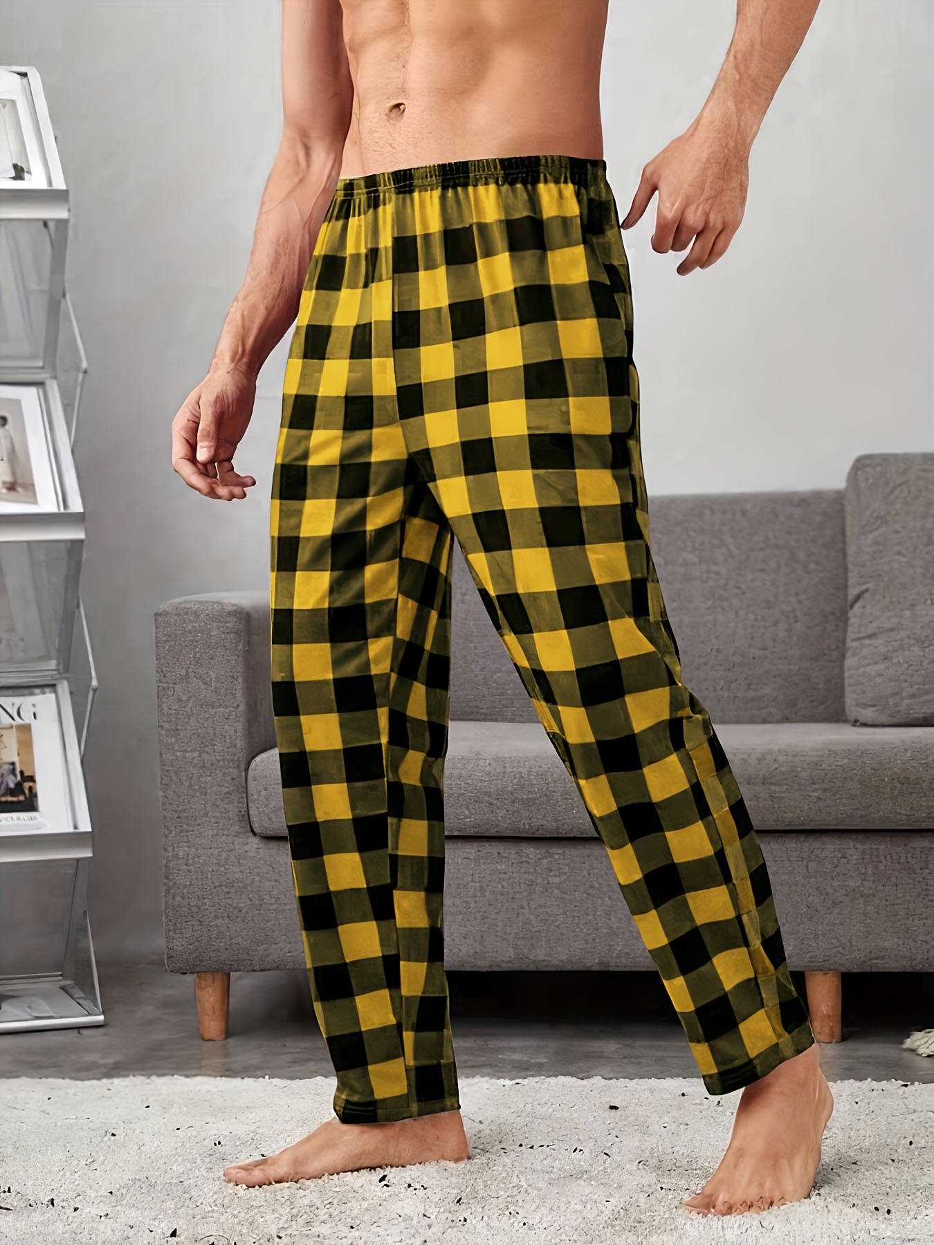Classic Plaid Pajama Pants Men's Loose Loungewear Comfy - Temu Philippines