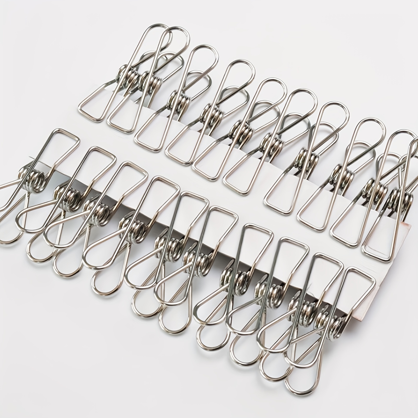 Laundry Clothes Pins - Clothesline Clips - Travel Clothes Line Stainless  Steel Wire Metal Laundry Clip - Set Of 24 Indoor Outdoor Hanger Clamps -  Chip Bag Clips - Office Binder by