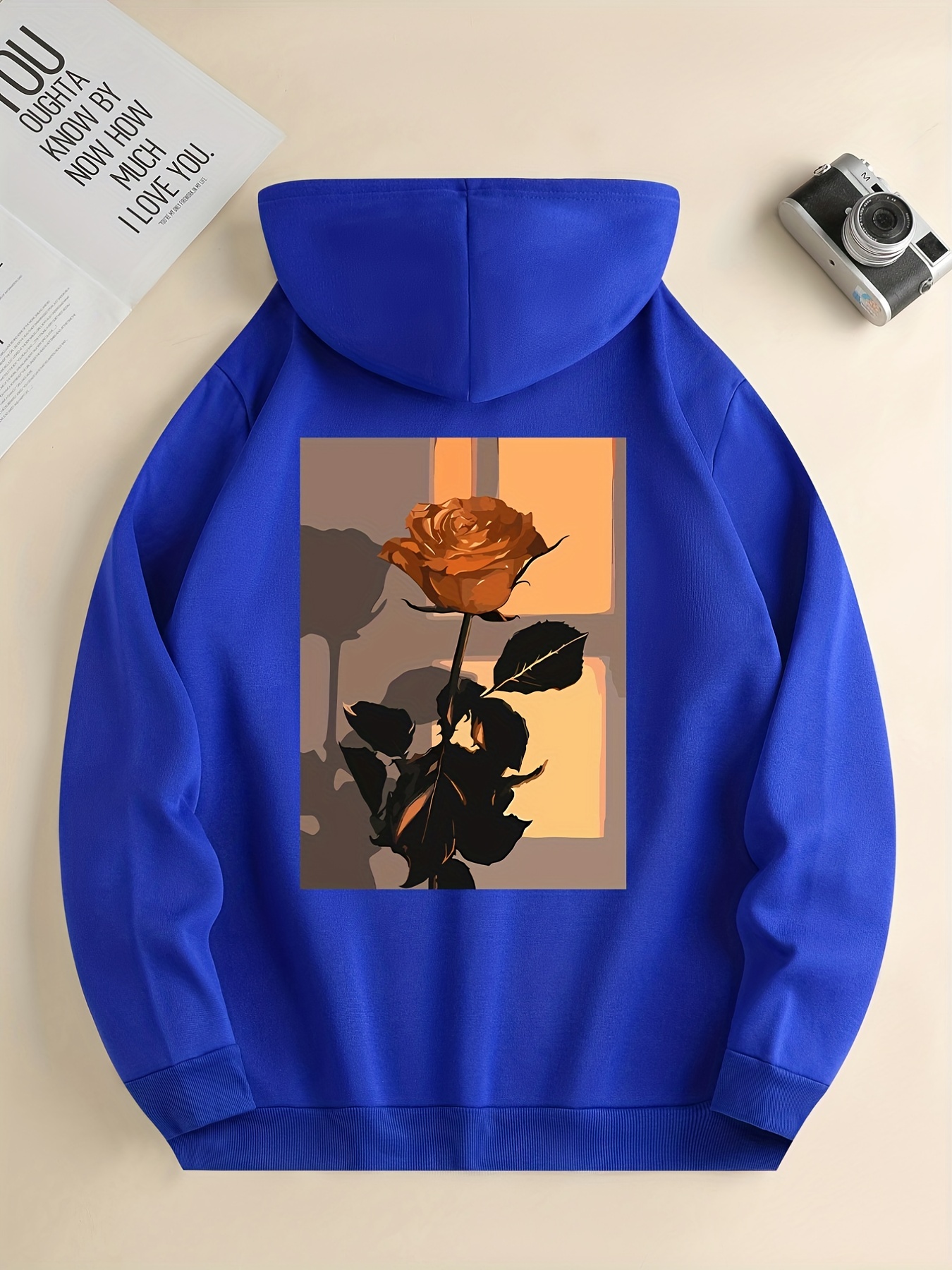 Black Rose Sweatshirt Mit Rosen Plus Size Rose Back Print Hoodie
