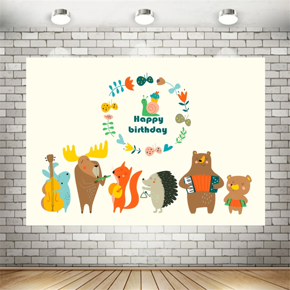 1pc Birthday Decoration Background Cloth Cartoon Animal Boy Girl Cute  Birthday Party Background Cloth Decoration Supplies Birthday Dessert Table  Banner Vinyl - Home & Kitchen - Temu