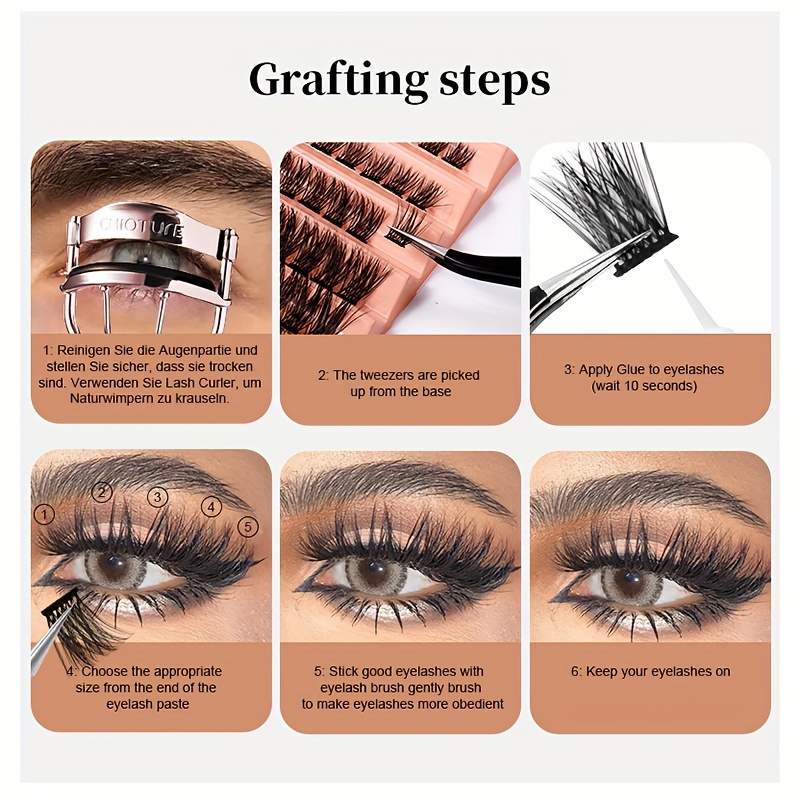 7 Rows C Curl Cluster Eyelashes Wispy Cross Lash Extensions