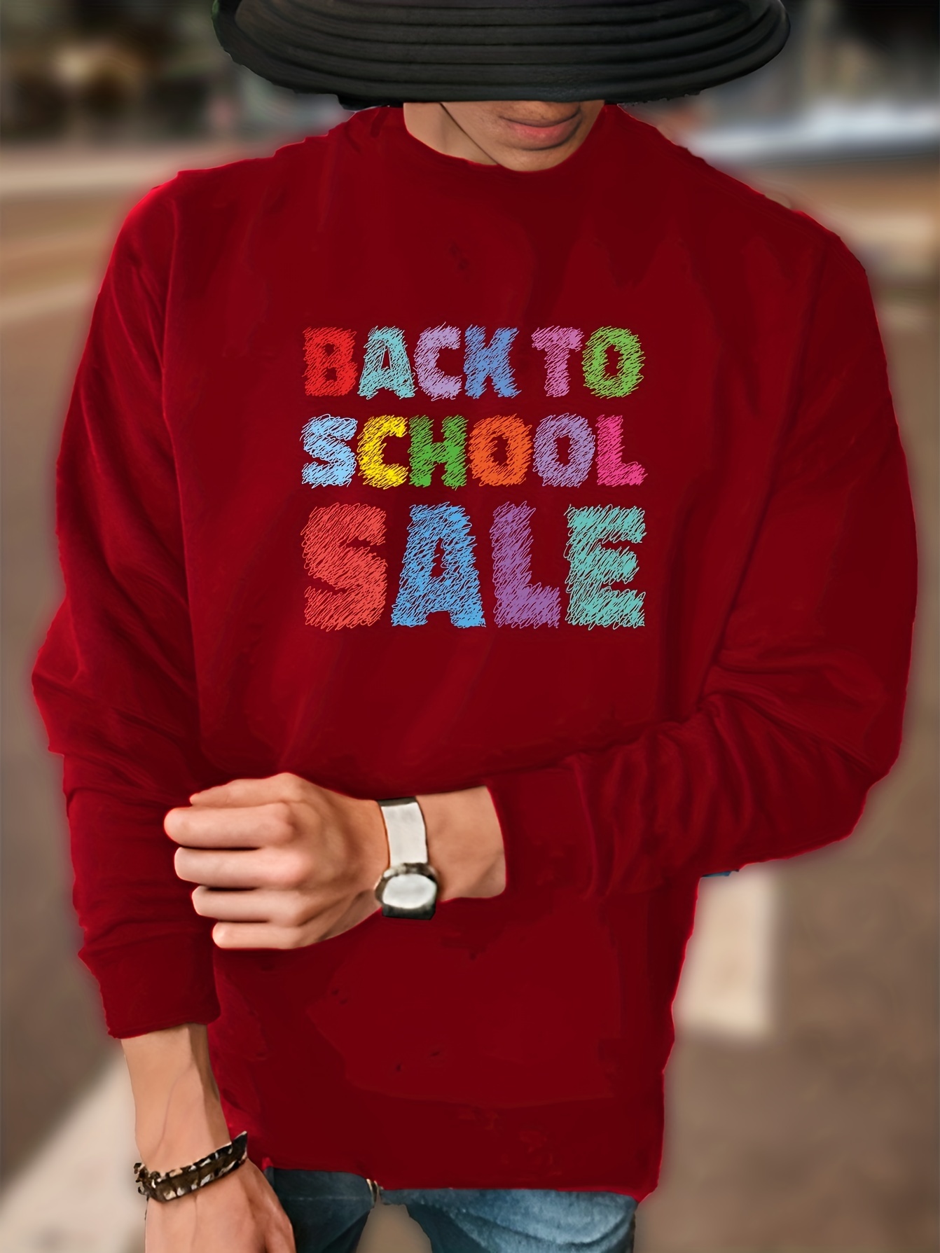 Kpop Men's Casual Letter "back School Sale "print Long Temu Canada