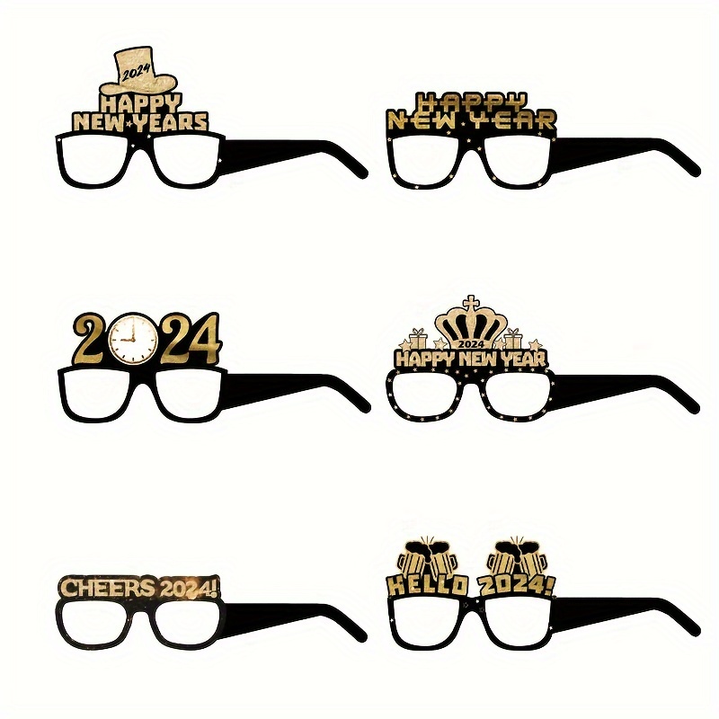 Acheter Lunettes de décoration de fête du nouvel an 2024, accessoires  Photo, cadres à thème noir et or, montures de lunettes de bonne année