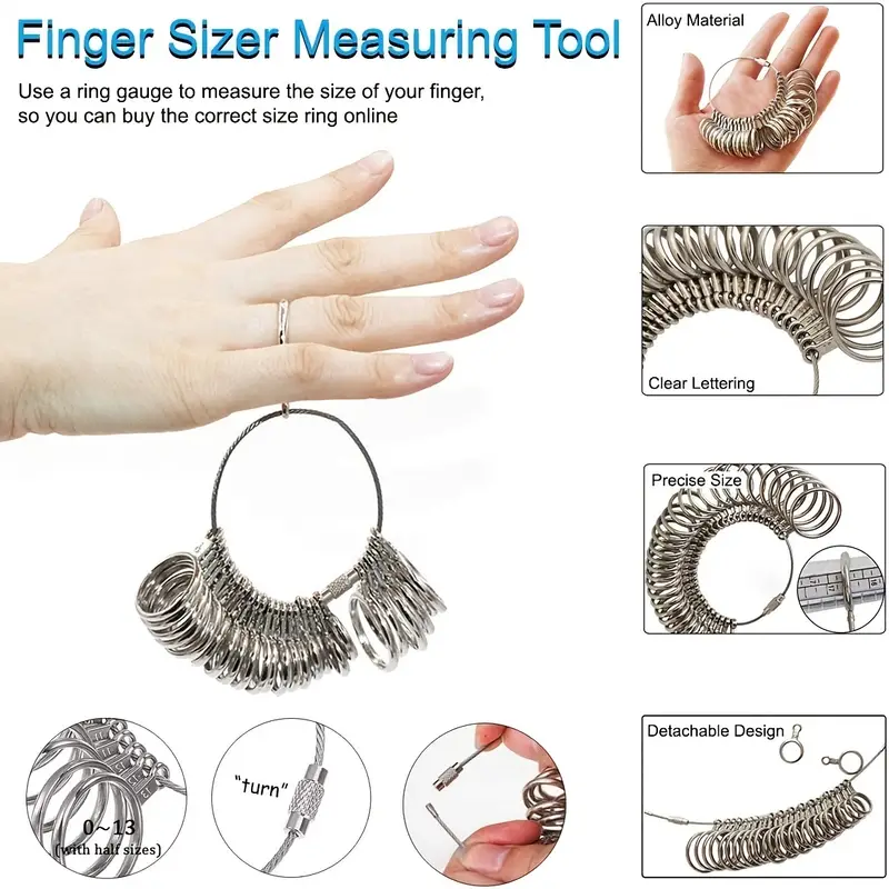 Accurately Measure Your Ring Size with this Stainless Steel Finger Sizer  Tool - 0-13 With Half Sizes!