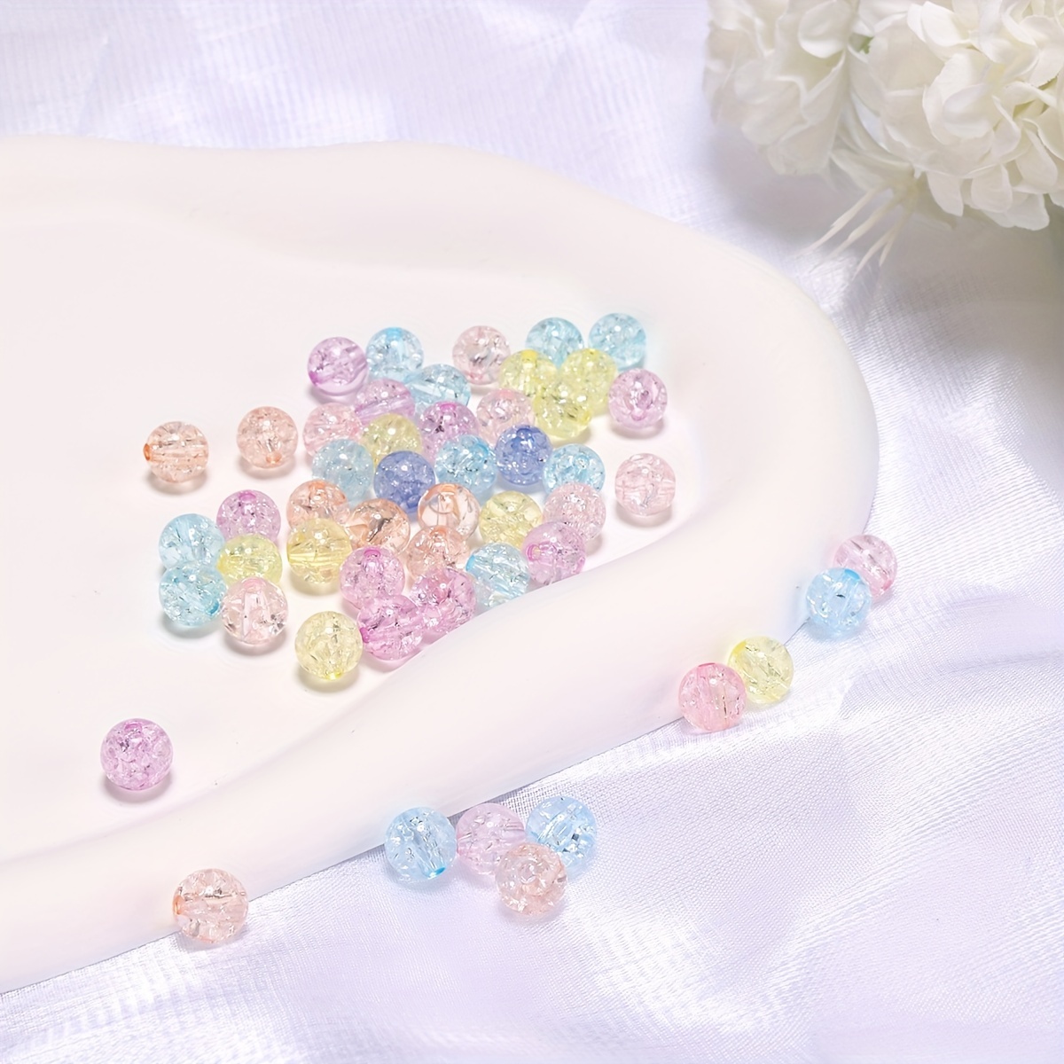 8mm Transparent Color Beads Bracelet Making Kit, Girls' Lovely Bracelet  Necklace Jewelry Making Kit, DIY Bulk Acrylic Gradient Bead Girls' Birthday