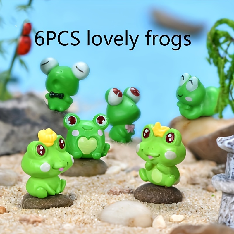 6pcs, Cute Little Frogs, Green Simulation Frog Prince Toy, Micro-view  Cartoon Frog Decoration, Bonsai DIY Small Ornaments, Fairy Garden  Production Mat
