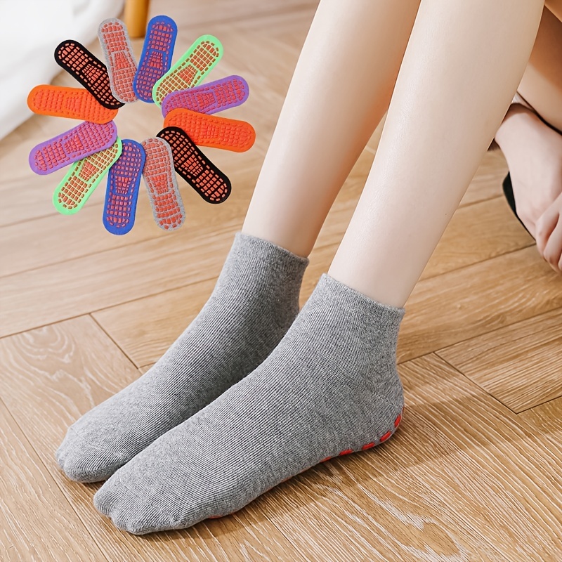 Solid Non Slip Towel Bottom Yoga Socks Cozy Low Cut Ankle - Temu