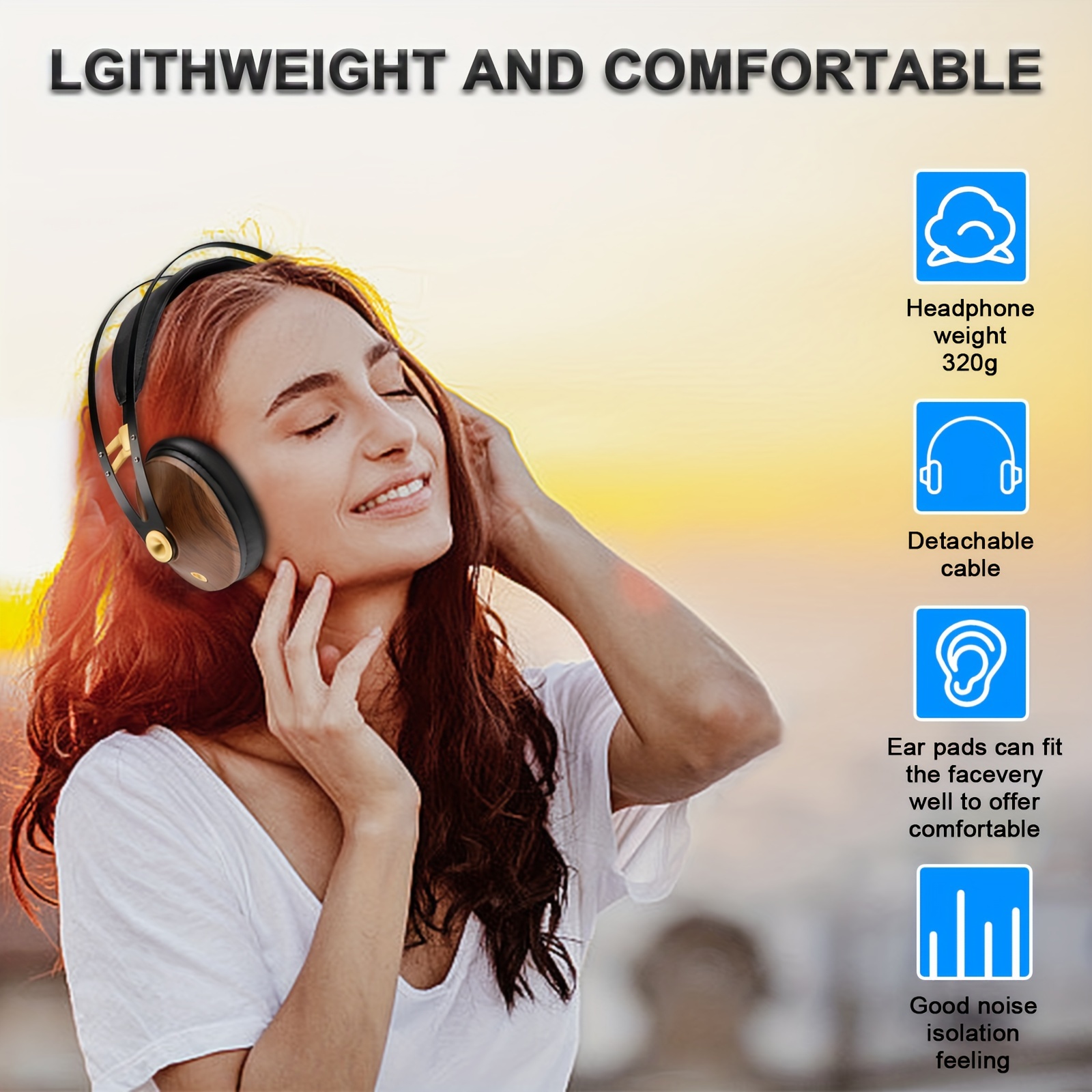 Classic Closed back Wired ear Headphones Head mounted Temu