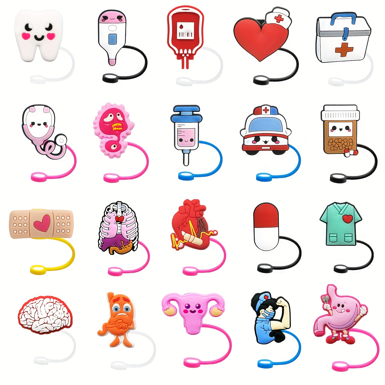 Silicone Nurse Straw Cover - 11 Pack Cute Reusable