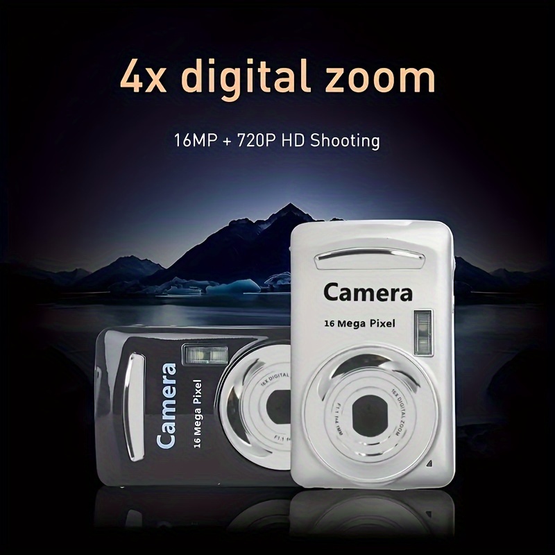 Cámara digital, FHD 1080P para niños, cámara digital de 44 MP para apuntar  y disparar con tarjeta SD de 32 GB, zoom 16X, dos baterías, cordón, cámara