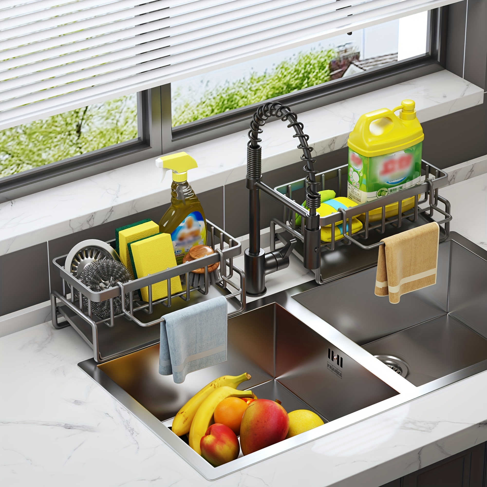 Kitchen Sink Caddy Sponge Holder Sink Caddy Organizer 304 - Temu