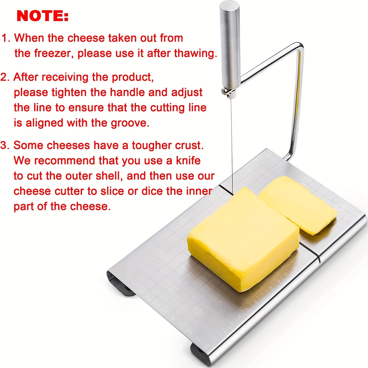 Slicer And Cheese Cutter - Cheese Slicer With Iron Wire, Suitable For Block  Cheese - Cheese Cutting Board With 5 Replacement Wires - Stainless Steel  Precise Scale To Clear Cutting - Temu Latvia