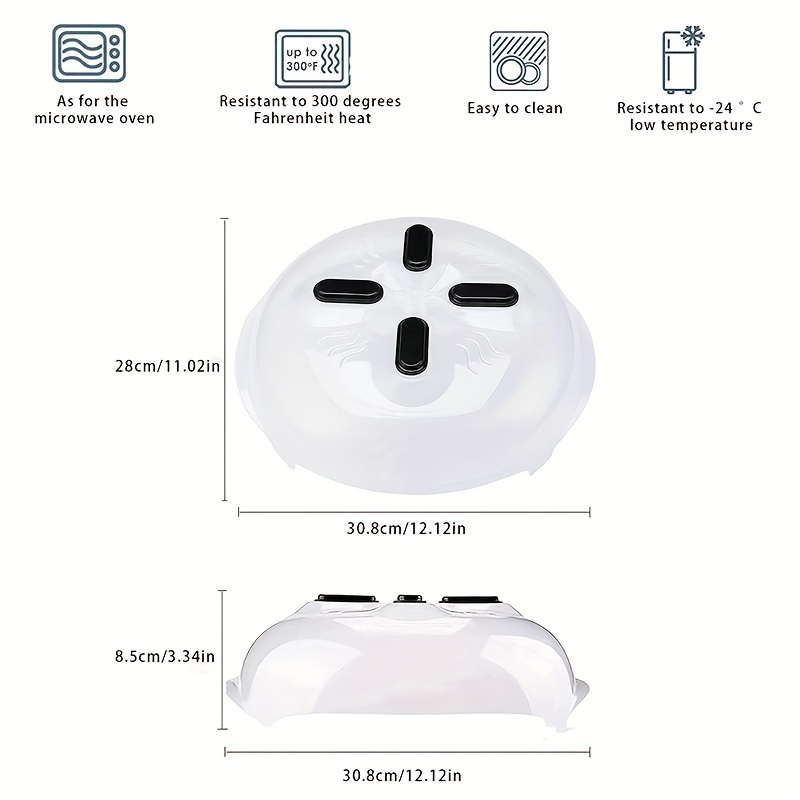 Microwave Splatter Cover, 11.02'' Microwave Splatter Cover with Tray,  Microwave Food Cover, Food Grade Stackable Microwave Cover, Microwave Plate