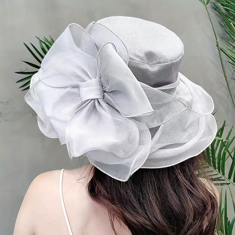 Vintage Flower Sun Hat Lightweight Adjustable Church Hat Mesh Travel Beach Hats