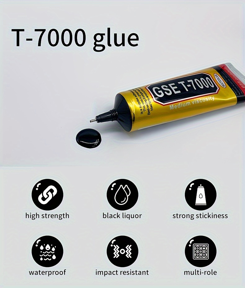 1pc T-7000 Black Glue 1.69oz Adhesive, Multi-Purpose Semi-fluid Glue, Black  Liquid Epoxy Glue For DIY Crafts Glass Phone Case Metal Fabric