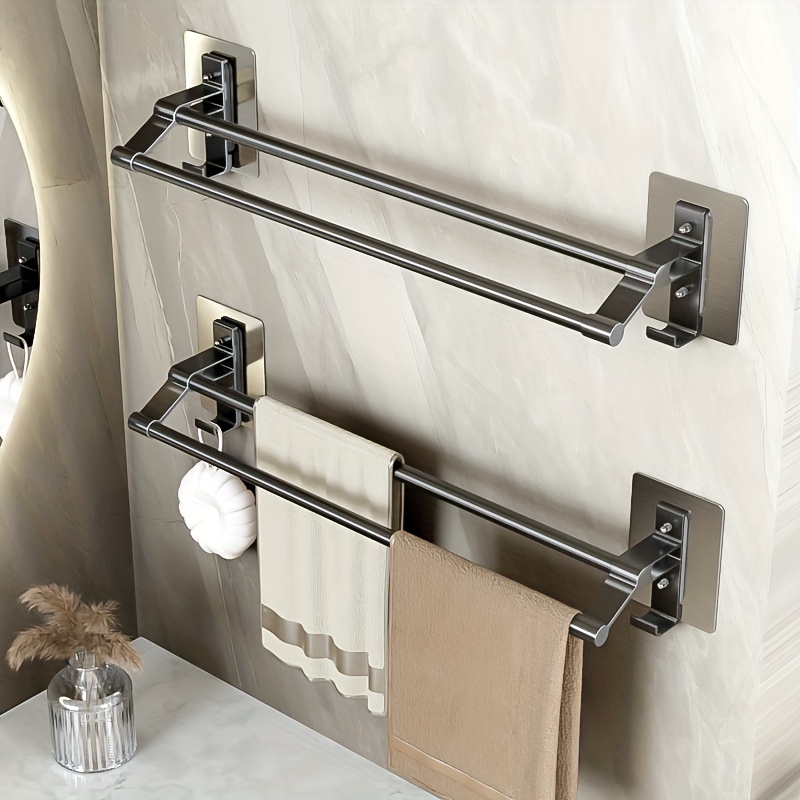 Toallero de baño, barra de toalla ajustable, soporte de toalla de acero  inoxidable para montaje en pared, soporte para toallas de baño  autoadhesivo