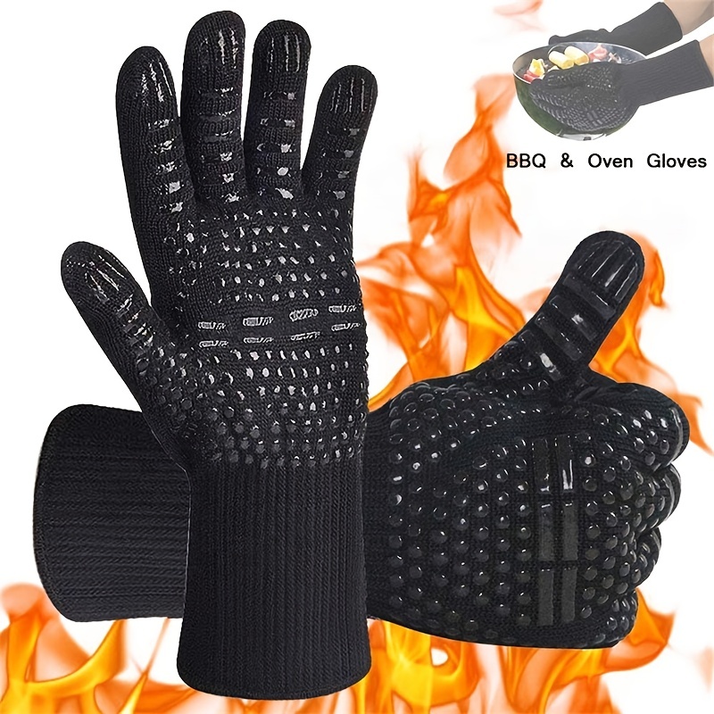 Bogo Brands Oven Gloves Heat Resistant with Fingers - 2 Pair Value Pack - Kitchen and BBQ Baking Cooking and Grill Mitts - Resis
