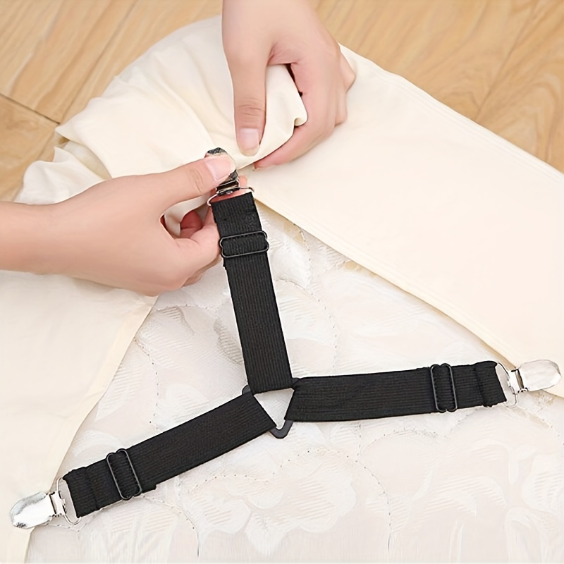 3 Way 6 Sides Household Grippers Bed Sheets Buckle Bedding Holder  Slip-Resistant Straps Mattress Clip Elastic Fastener Belt