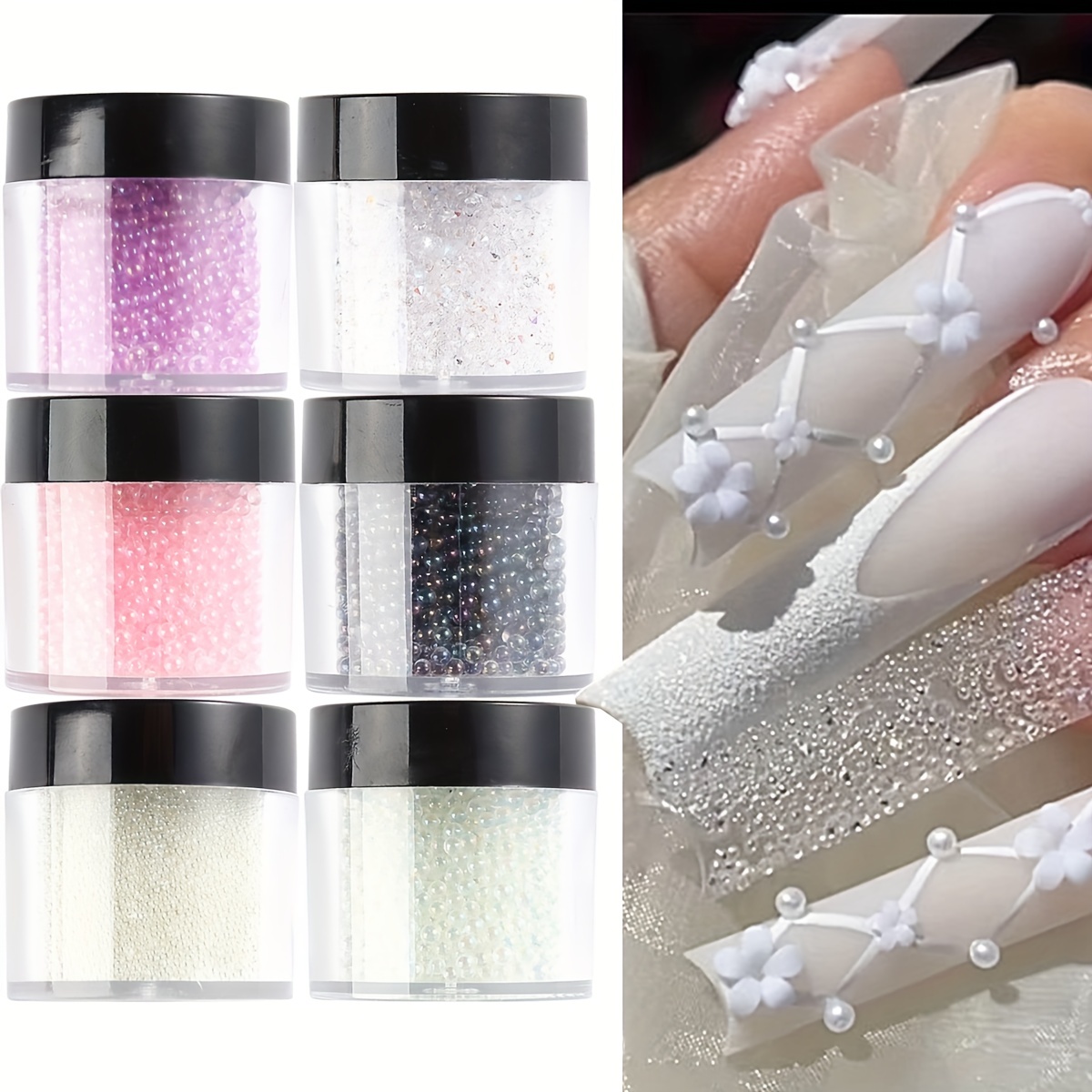 MultiValue Nail Art Caviar Beads, 12 Colors in Boxes Micro Mini Micro Glass  Beads Iridescent Nail Charms Glitter Crystals Nail Gems for Nails Art Tiny