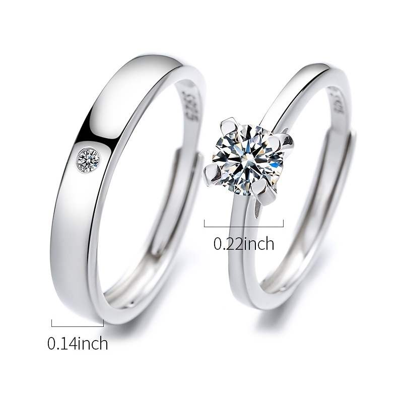 925 Silver Couples Rings Wedding Pair Open Rings Valentines Memorial
